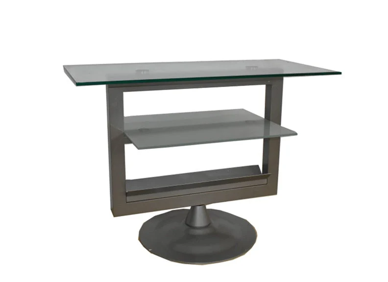 5280 Glass TV Stand with Dual Shelving
