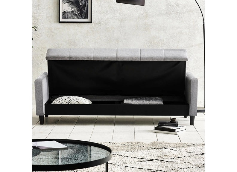Alfie Storage Sofa Bed – Grey Fabric with Underneath Storage - Image 3