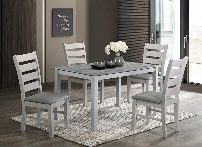Alicante Dining Sets – Stone Effect Table with Grey Lacquered Bodies and Padded Chairs - Image 4