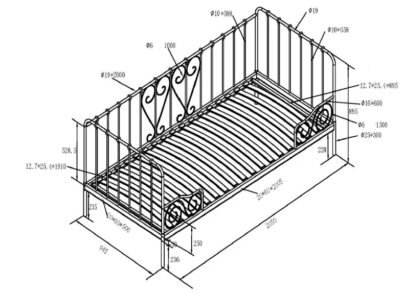 Alice Captains Metal Bed – Intricate Swirl Design 200x90 cm - Image 4