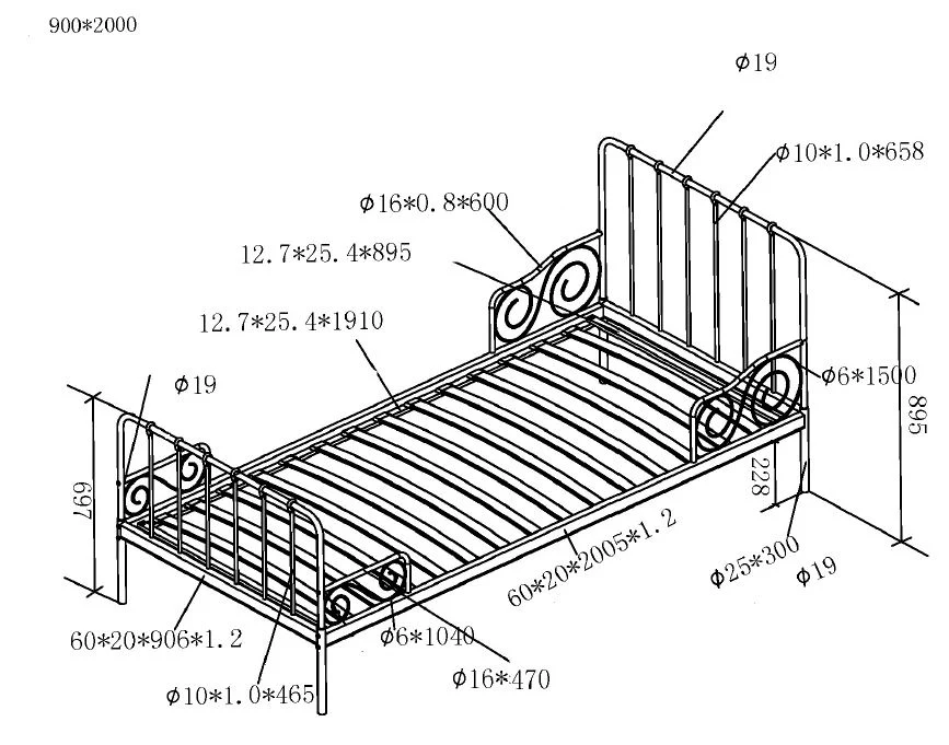 Alice Metal Bed – Intricate Swirl Design 200x90 cm - Image 5