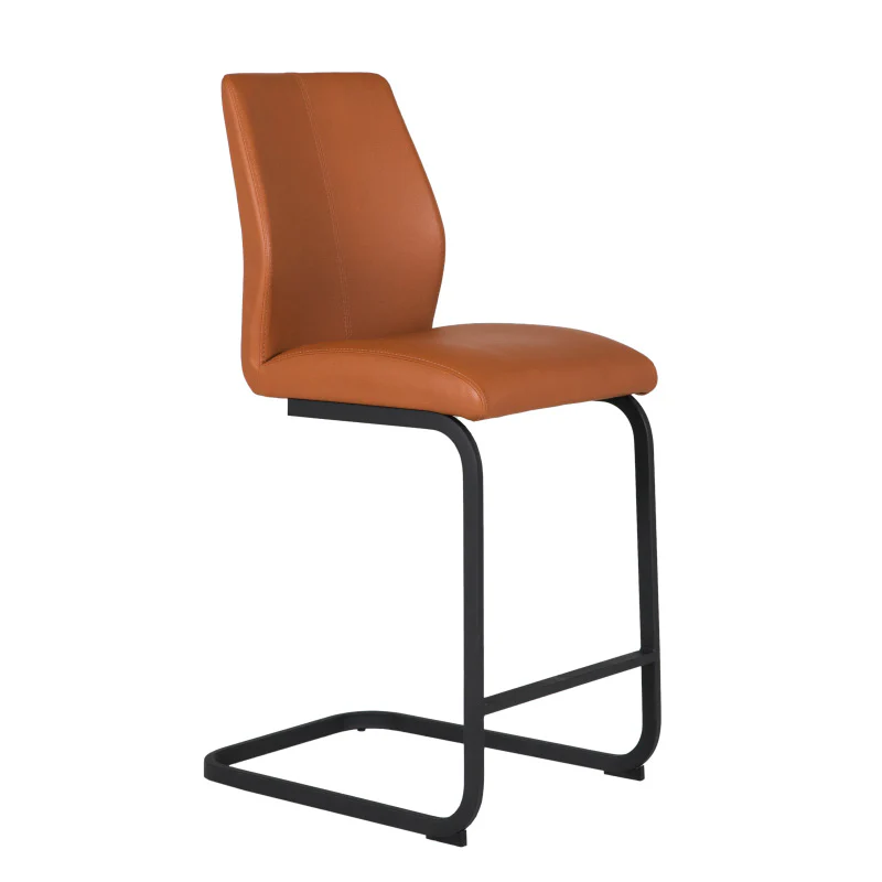 Alta Counter Stool – Tan Upholstered with Black Powder-Coated Legs - Image 2