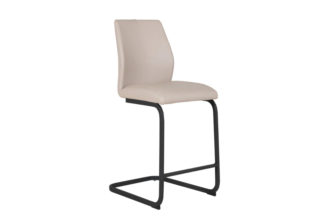 Alta Counter Stool – Taupe Upholstered with Black Powder-Coated Legs