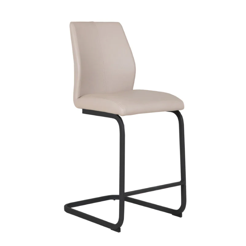 Alta Counter Stool – Taupe Upholstered with Black Powder-Coated Legs - Image 2