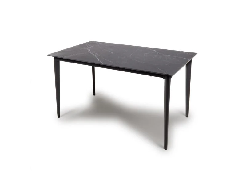 Amalfi Table 1400mm – Black Marble-Effect Top with Slim Metal Frame