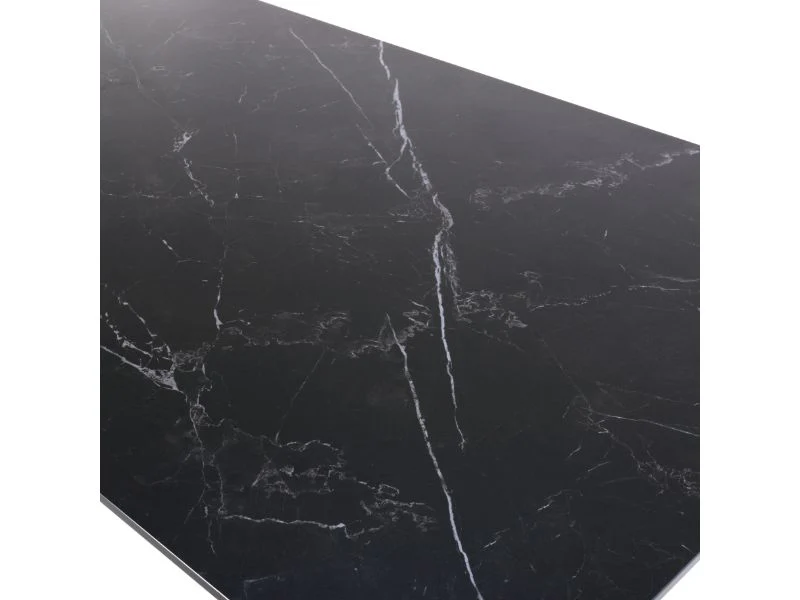 Amalfi Table 1800mm – Black Sintered Stone with Metal Legs