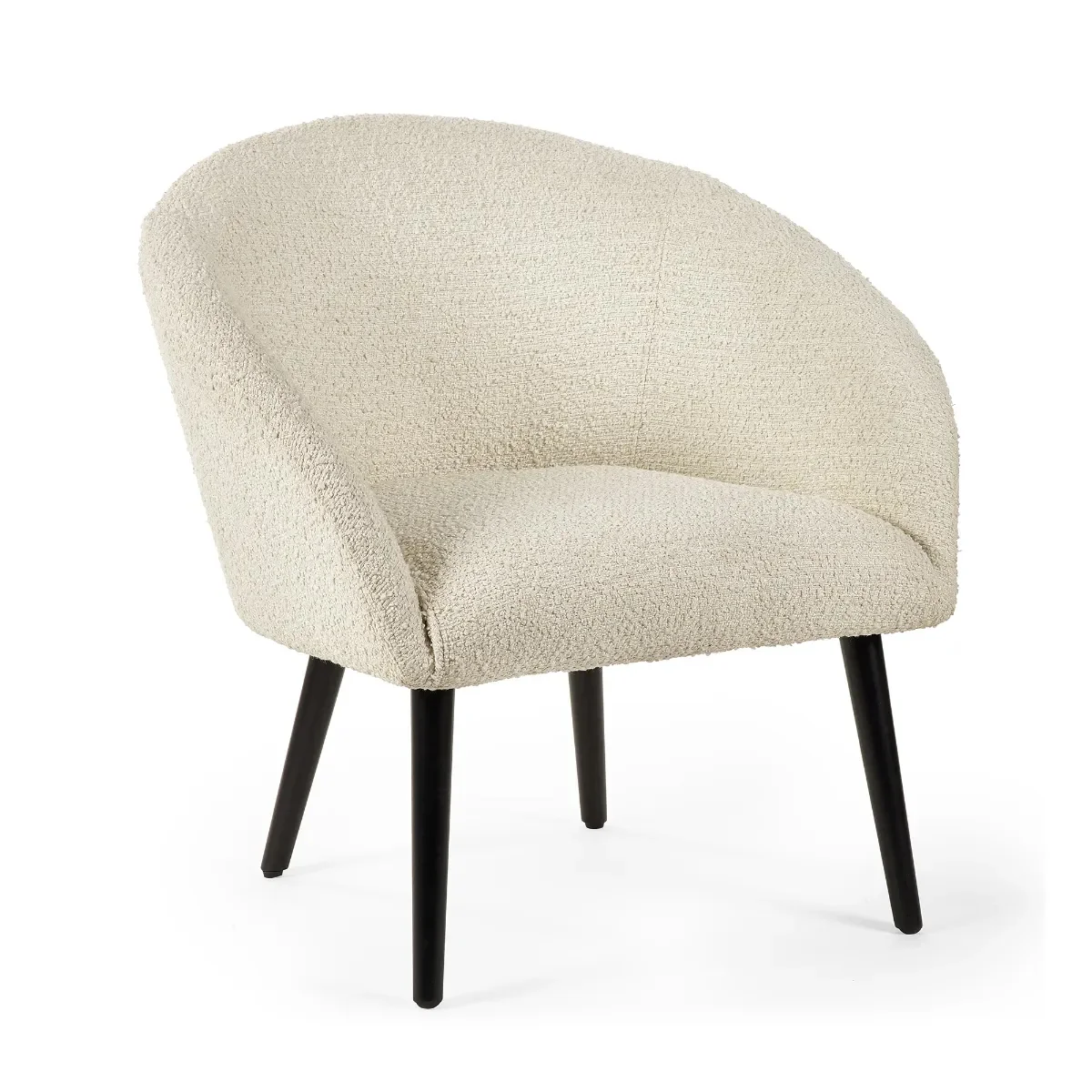 Amari Boucle Accent Chair – Ivory Fabric Curved Design - Image 2