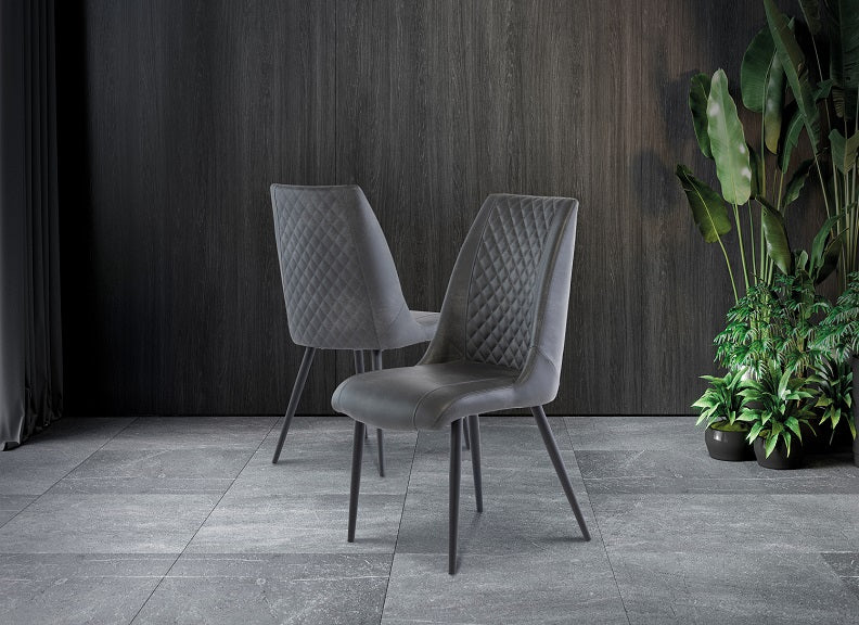 Amber Grey Faux Leather Chair W/Black Leg