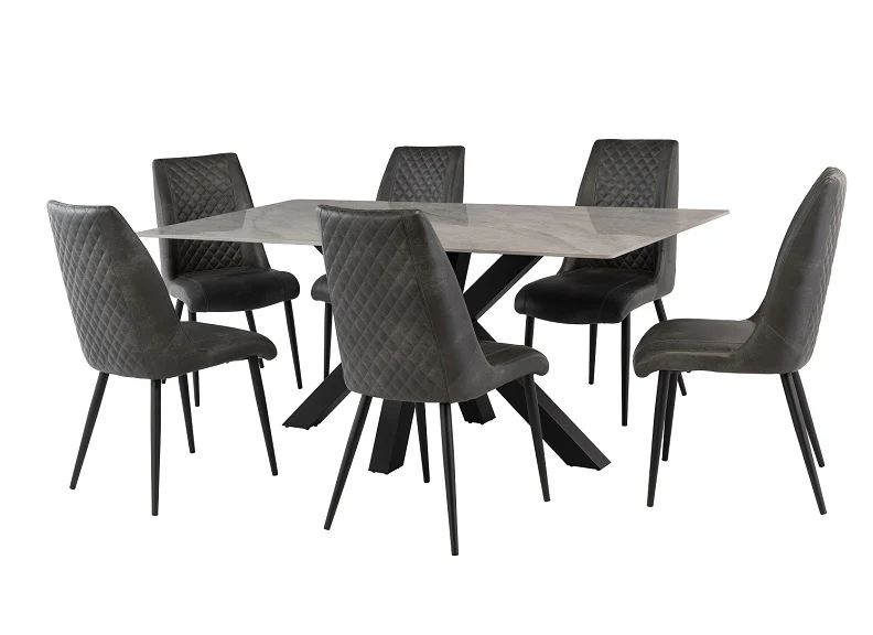 Amber Grey Faux Leather Chair W/Black Leg - Image 2