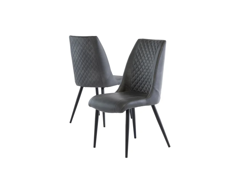 Amber Grey Faux Leather Chair W/Black Leg - Image 3