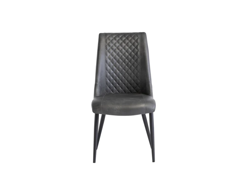 Amber Grey Faux Leather Chair W/Black Leg - Image 4