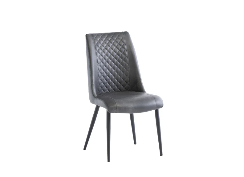 Amber Grey Faux Leather Chair W/Black Leg - Image 5