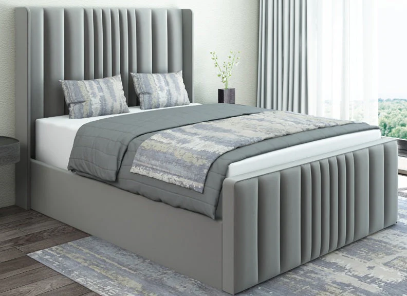 Amelia 6 ft Upholstered Bed – Luxury Designer Frame with Winged Headboard - Image 2