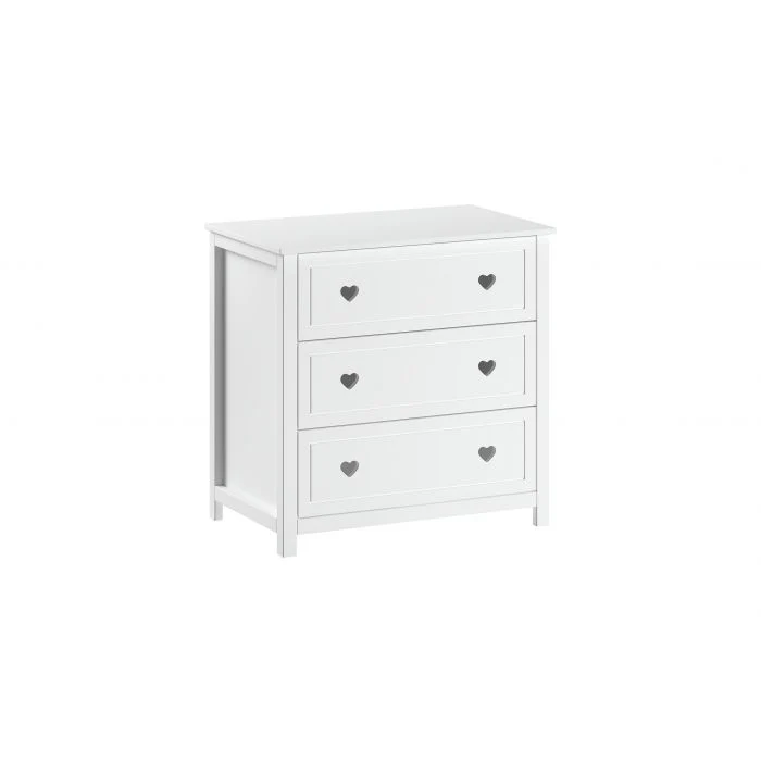 AMORI Chest of 3 Drawers – White with Heart-Shaped Accents - Image 3
