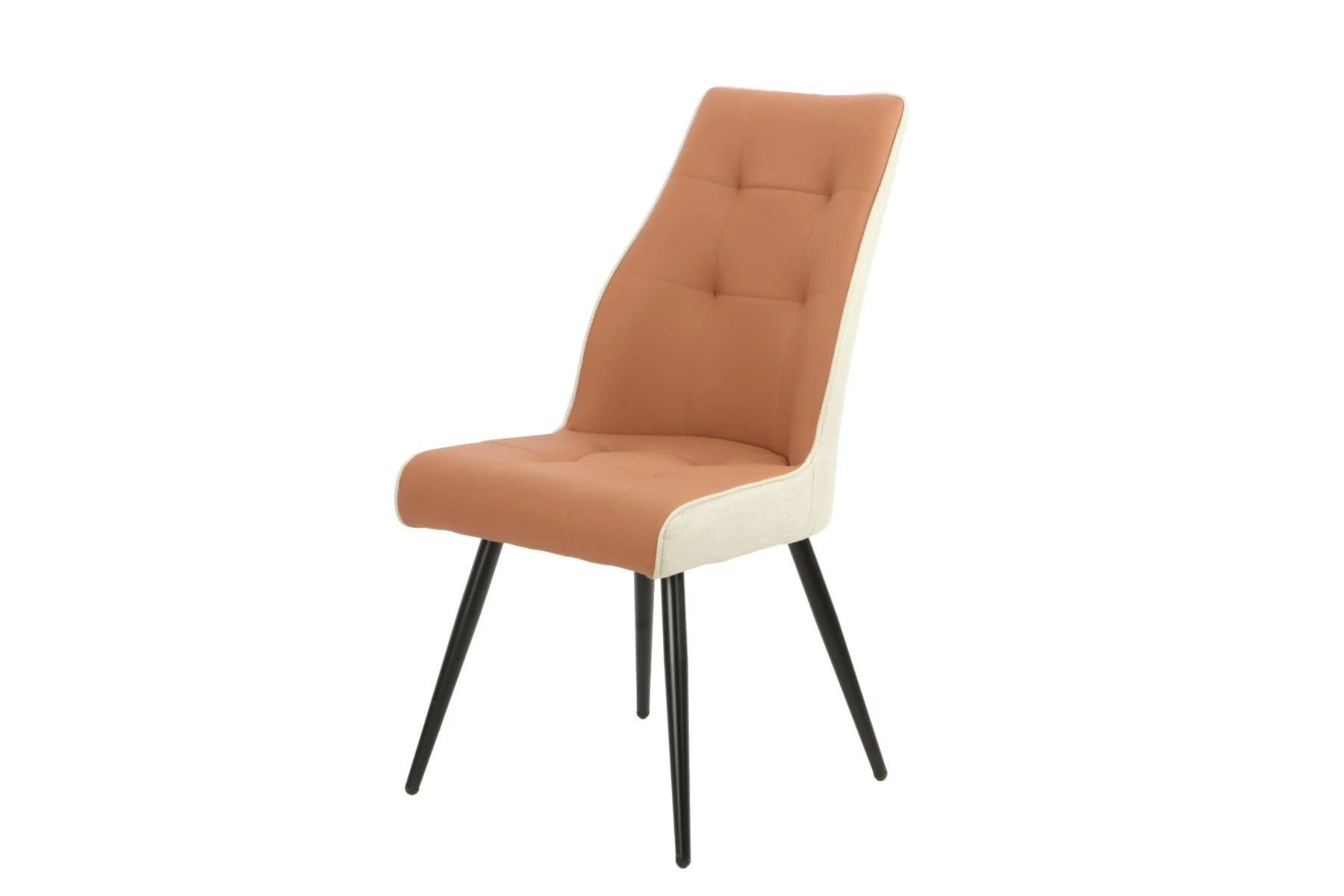 Angela Dining Chair – Cognac with Carbon Black Legs (salmon)