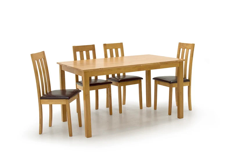 Annecy 120cm Modern Dining Set – Natural Wood with Padded Seats - Image 4