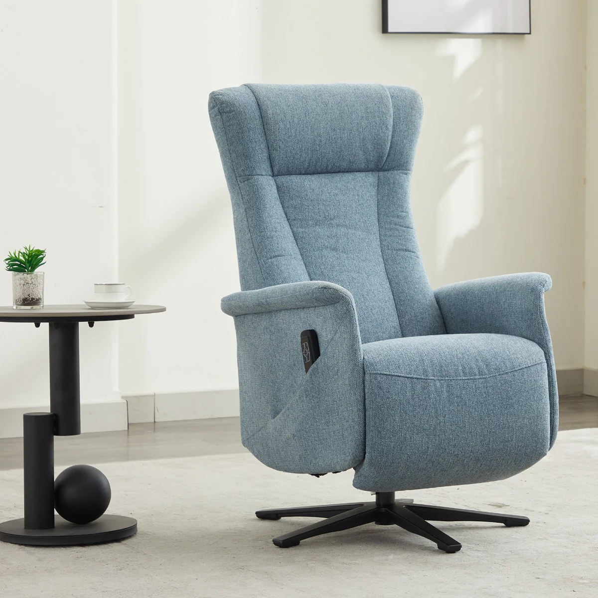 Apero Swivel Electric Recliner Ice Blue - Dual Motor - Image 2