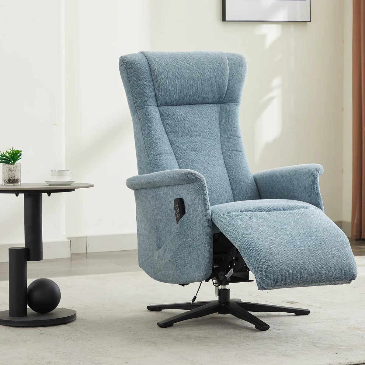 Apero Swivel Electric Recliner Ice Blue - Dual Motor - Image 3