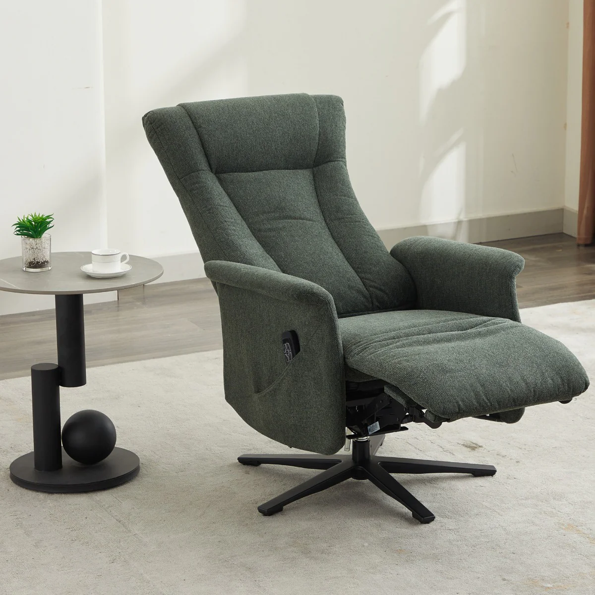 Apero Swivel Electric Recliner – Winter Moss Dual Motor with Lumbar Support - Image 2