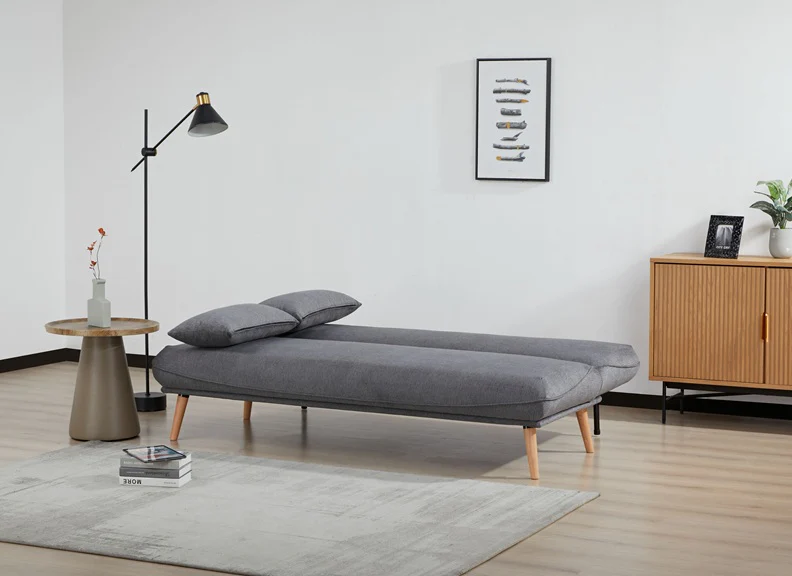 Arga Grey Sofa Bed – Versatile Fabric Design with Bolster Cushions