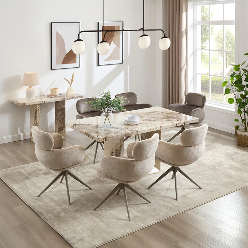 Artemis Dining Table 160cm – Mottled Mocha High-Gloss Finish