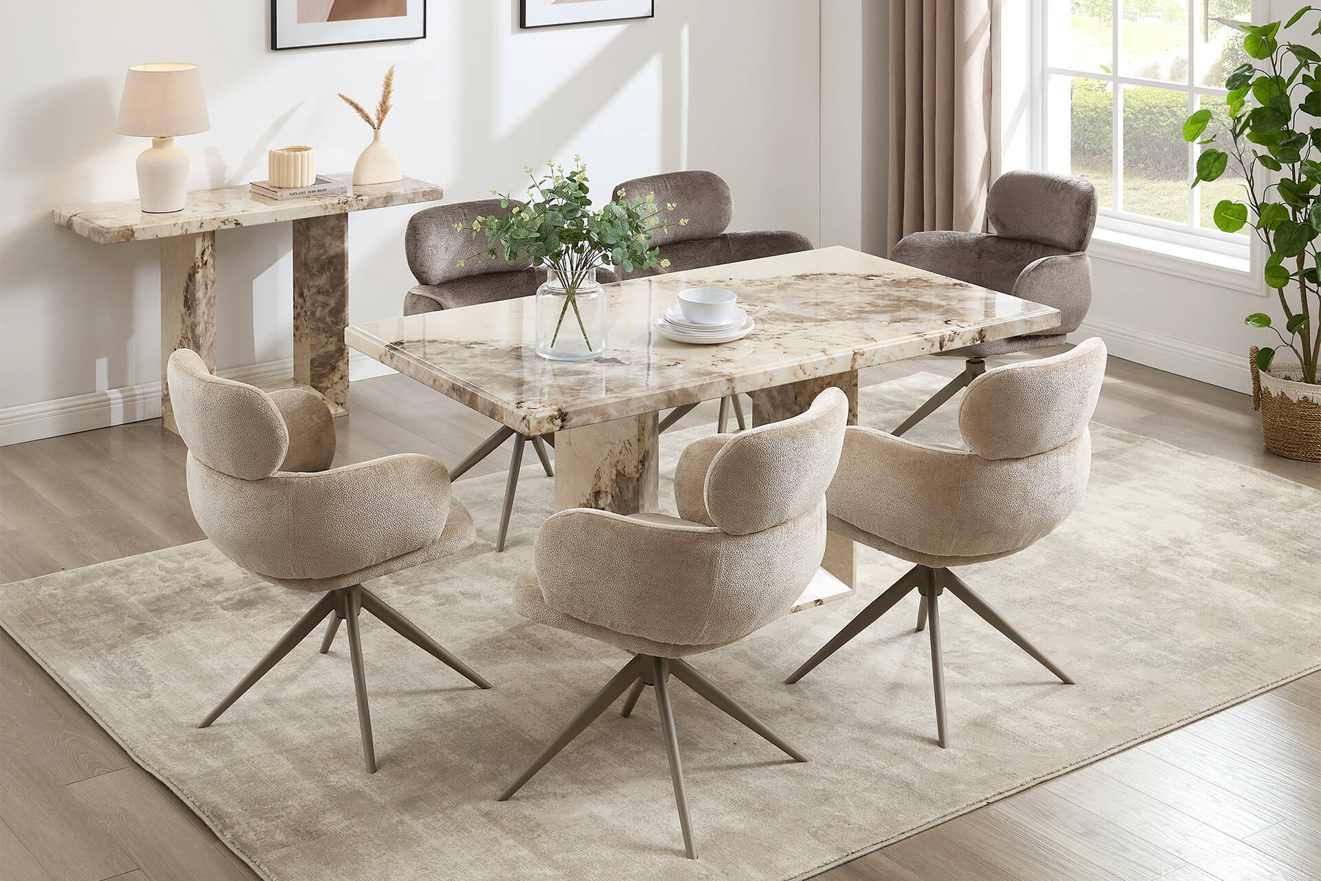 Artemis Dining Table 160cm – Mottled Mocha High-Gloss Finish - Image 2