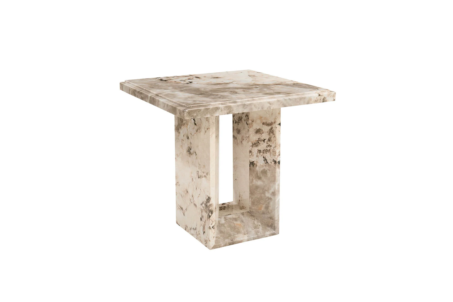 Artemis Lamp Table – Mottled Mocha Marble with High-Gloss Finish - Image 6