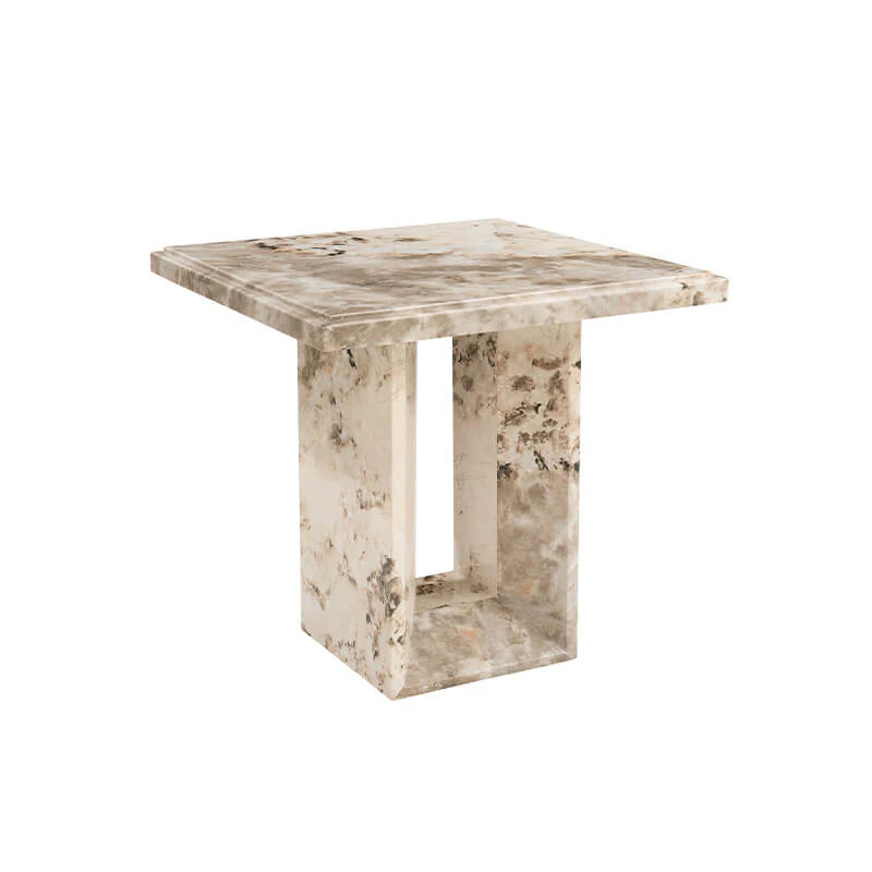 Artemis Lamp Table – Mottled Mocha Marble with High-Gloss Finish - Image 7
