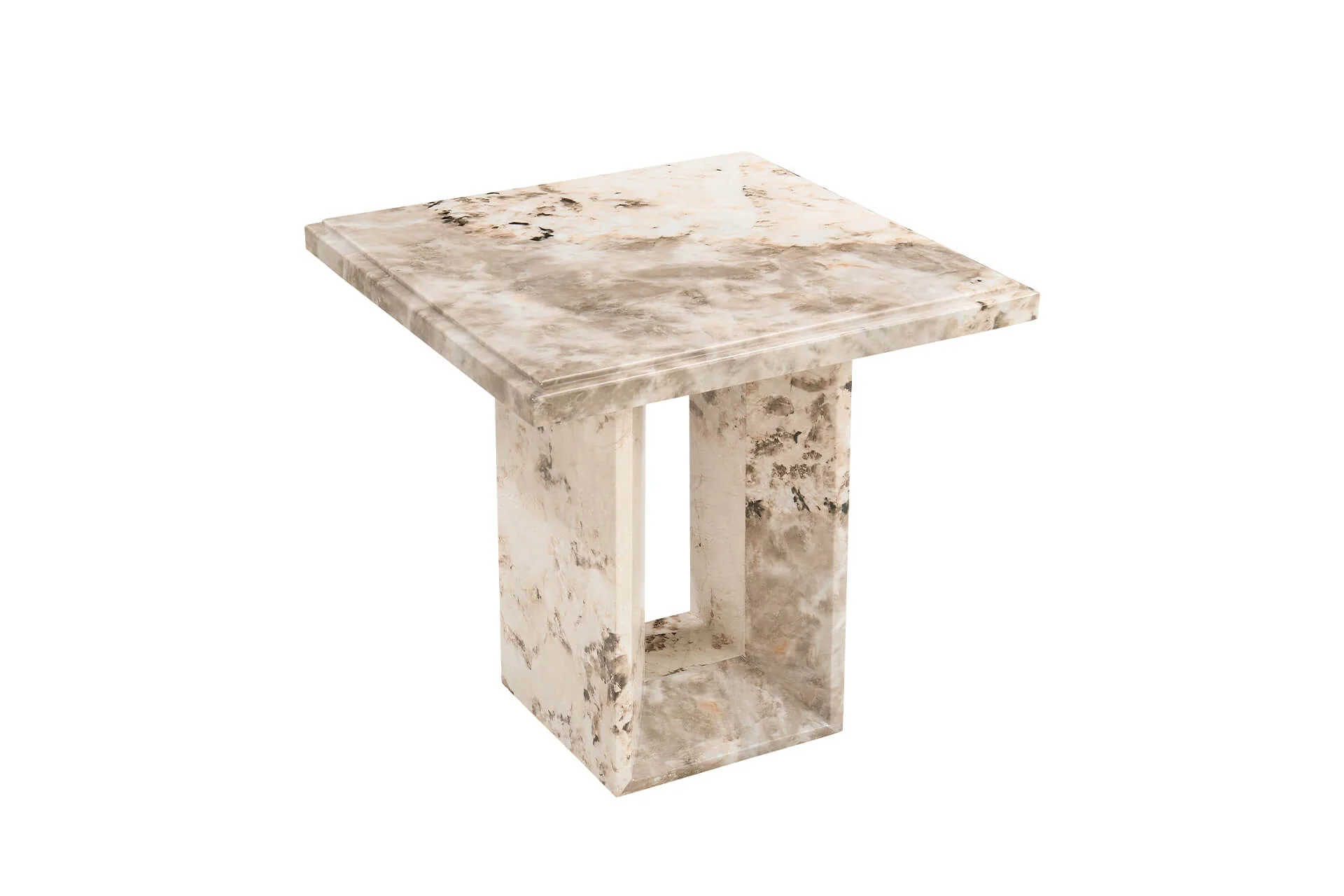 Artemis Lamp Table – Mottled Mocha Marble with High-Gloss Finish - Image 8