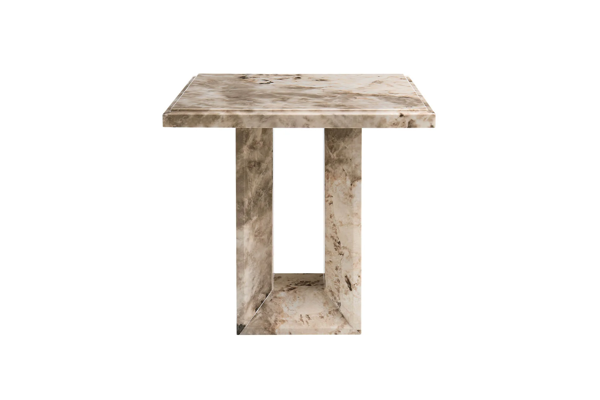 Artemis Lamp Table – Mottled Mocha Marble with High-Gloss Finish - Image 9