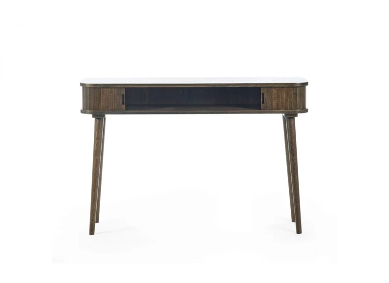 Arya Console Table – Dark Oak with Tambour Sliding Doors - Image 3