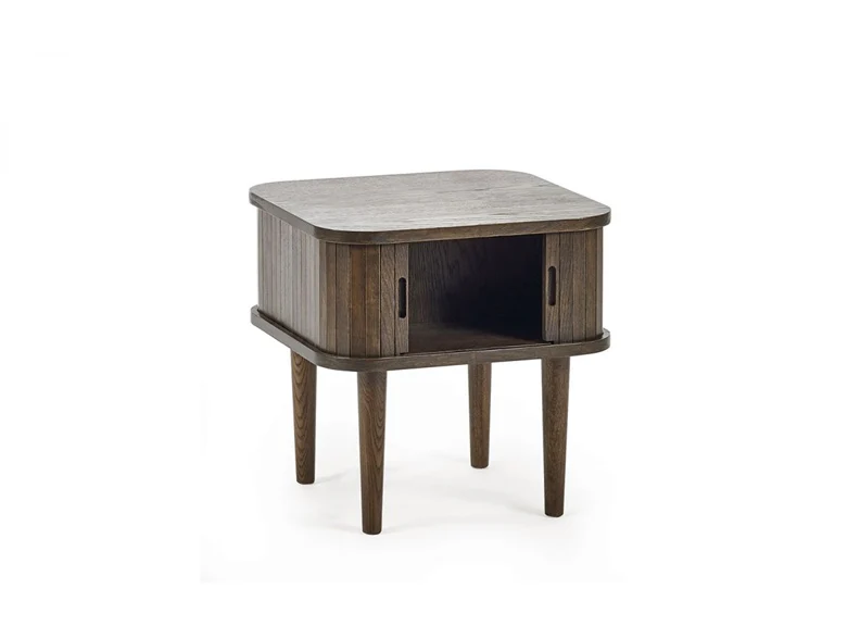 Arya Side Table – Dark Oak with Tambour Sliding Doors - Image 3