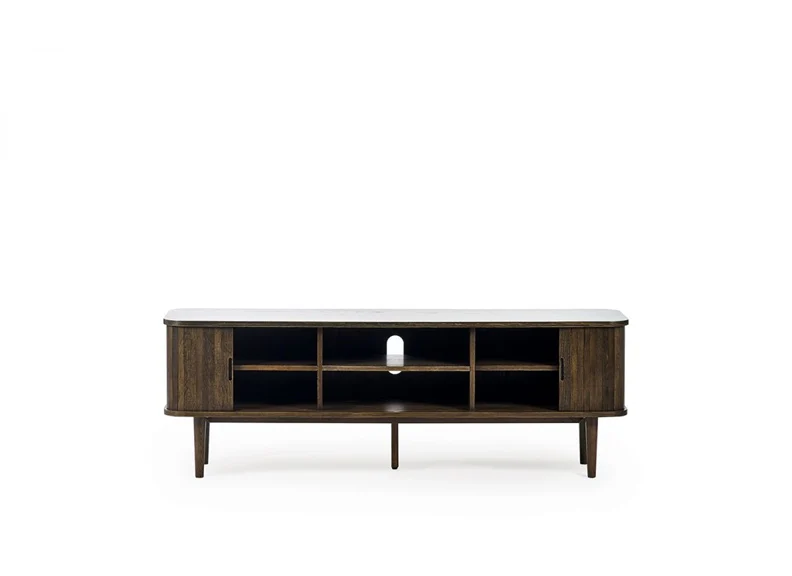 Arya TV Stand – Dark Oak with Tambour Sliding Doors - Image 3