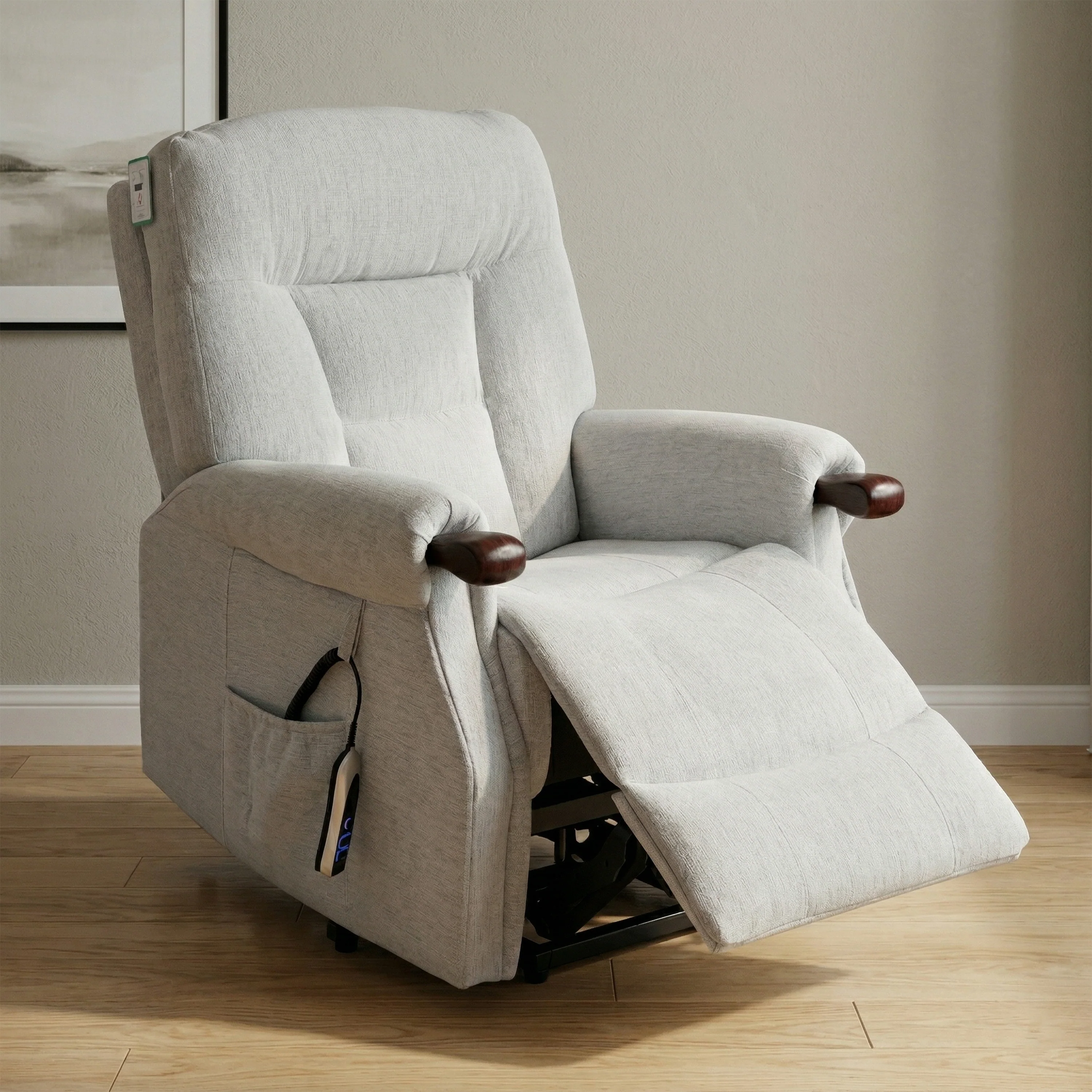 Astoria Dual Motor Lift & Tilt Chair – Silver Fabric with USB Charger - Image 6