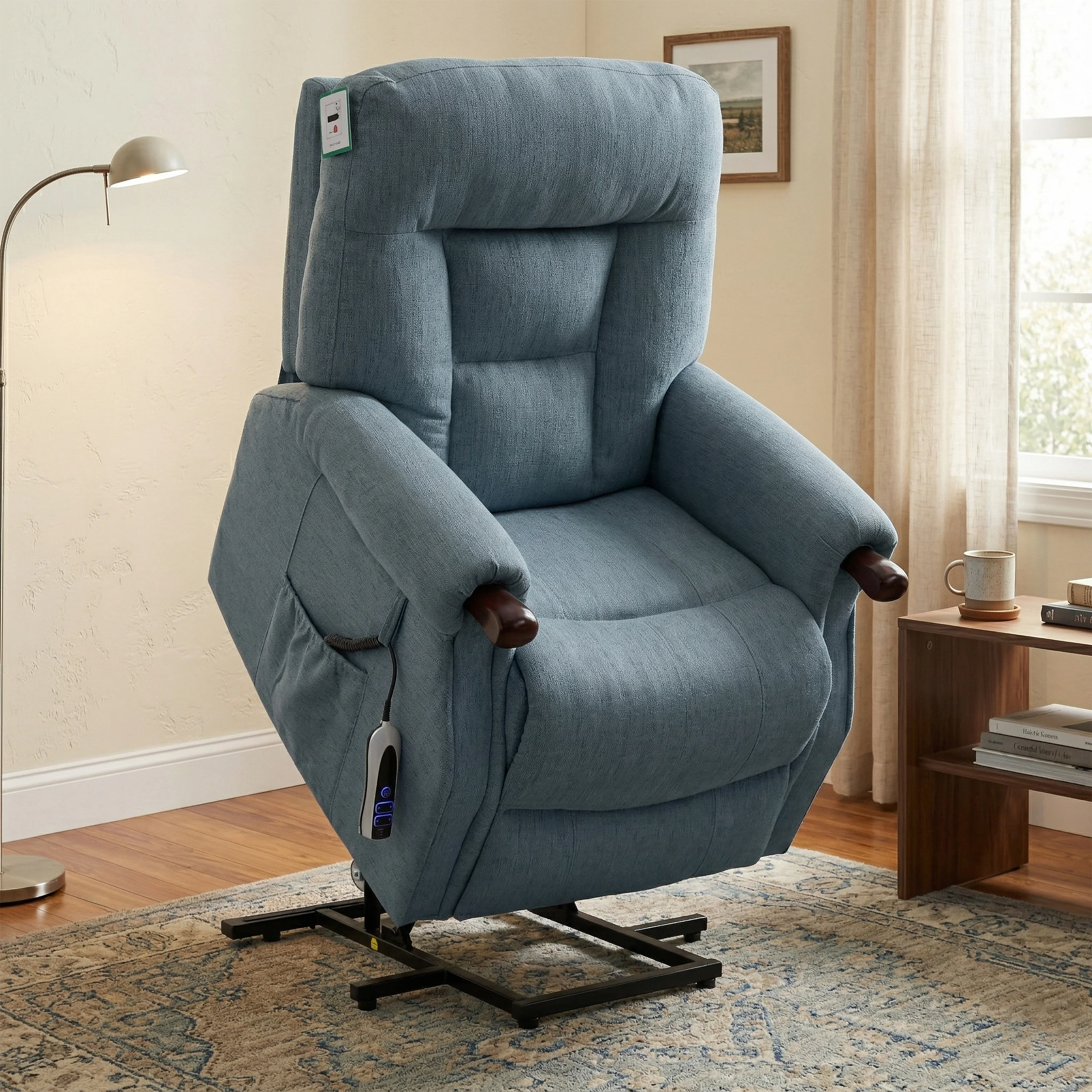Astoria Dual Motor Lift & Tilt Chair – Steel Fabric with USB Charger - Image 2