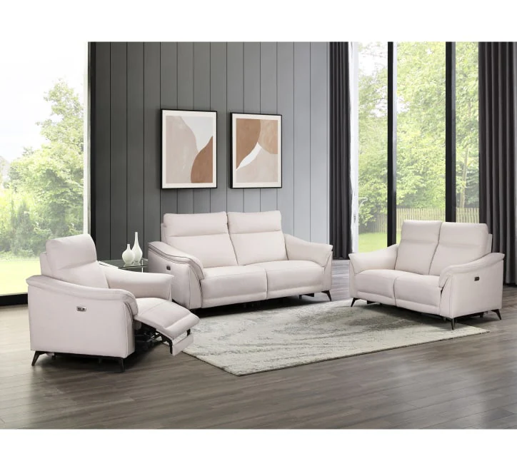 Austin 1 Seater Electric Recliner Sofa – Soft White Fabric with USB Charging - Image 2