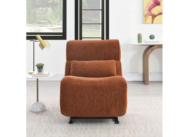 Avebury Terracotta Reclining Chair – Soft Fabric with Rocking Action - Image 2