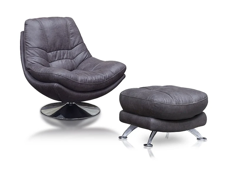 Axis Dark Grey Swivel Armchair W/Optional Stool - Image 6