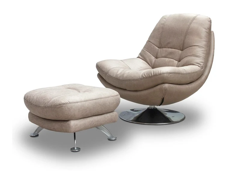 Axis Light Grey Swivel Armchair W/Optional Stool (Pre-Order Only) - Image 2
