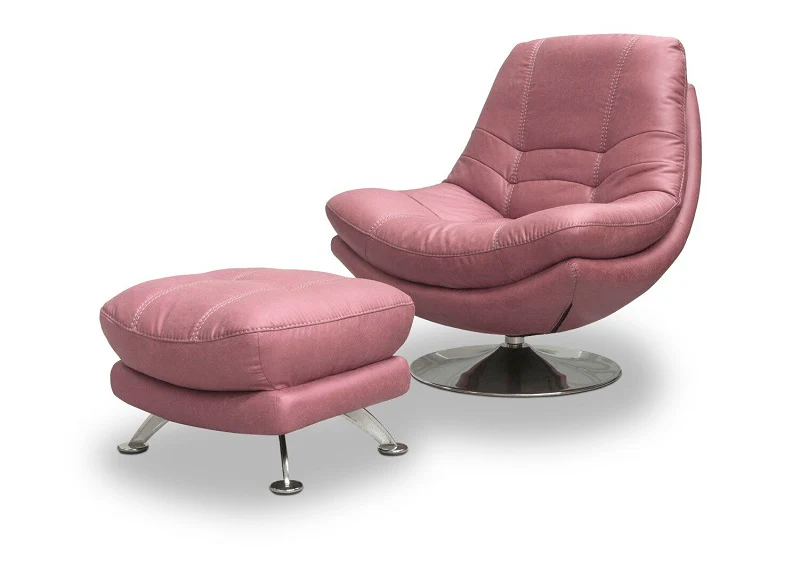 Axis Pink Swivel Armchair W/Optional Stool - Image 6