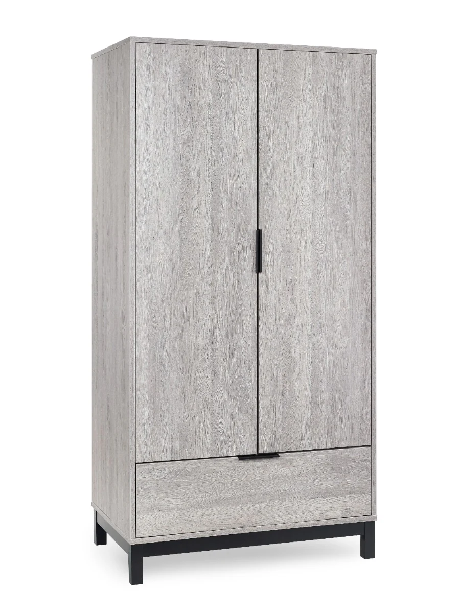 Bali 2 Door 1 Drawer Wardrobe - Grey Oak - Image 3
