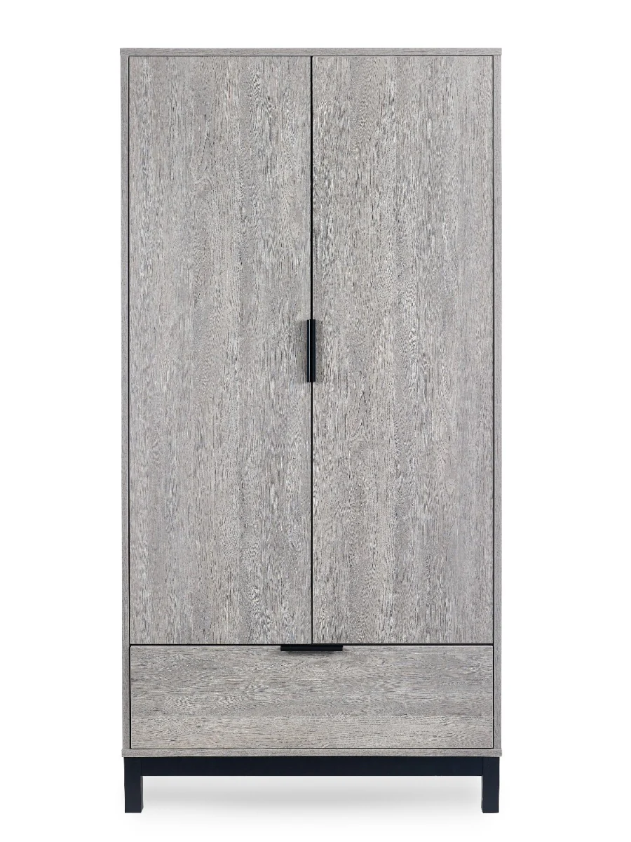 Bali 2 Door 1 Drawer Wardrobe - Grey Oak - Image 4