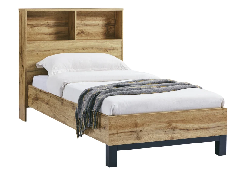 Bali Bookcase Bed – Industrial Oak with Integrated Shelving - Image 4