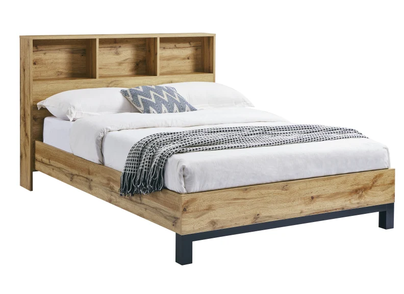Bali Bookcase Bed – Industrial Oak with Integrated Shelving - Image 6