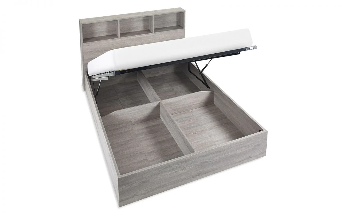 Bali Ottoman Storage 135cm Double Bed - Grey Oak - Image 4