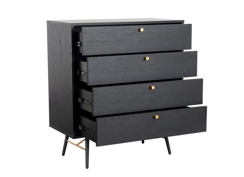 Barcelona Four Drawer Chest – Blackened Oak with Copper Accents - Image 3