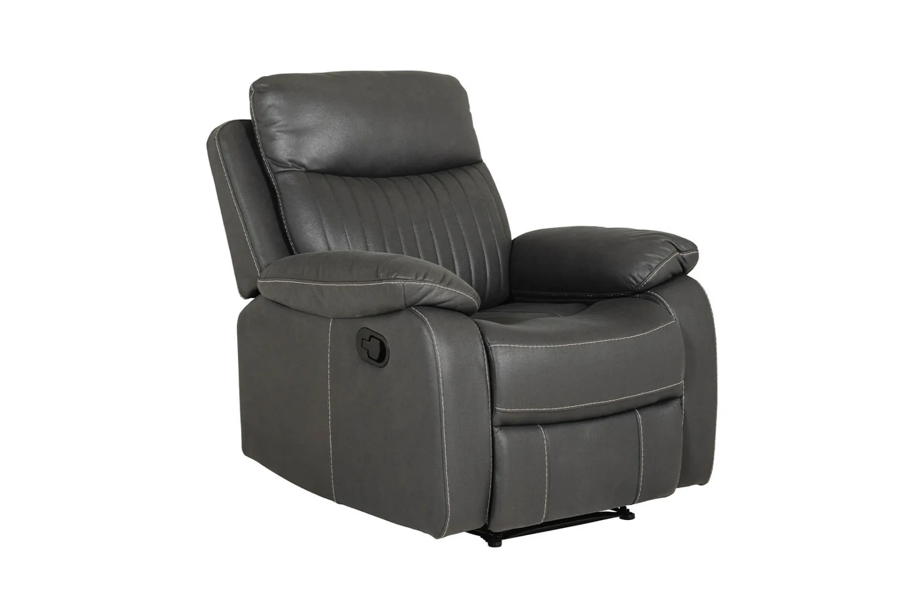Barkley 1-Seater Manual Recliner – Dark Grey Leatherette with Lumbar Support - Image 3