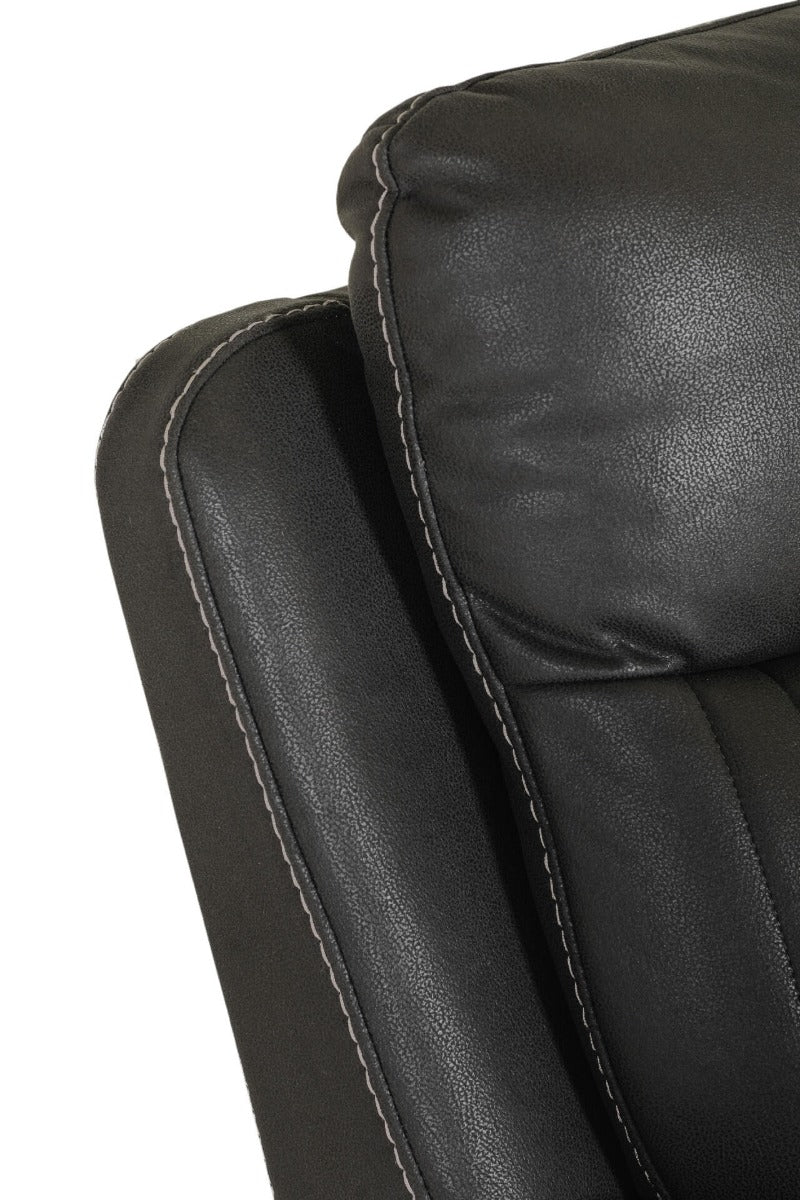 Barkley 2-Seater Manual Recliner – Dark Grey Leatherette with Lumbar Support - Image 3
