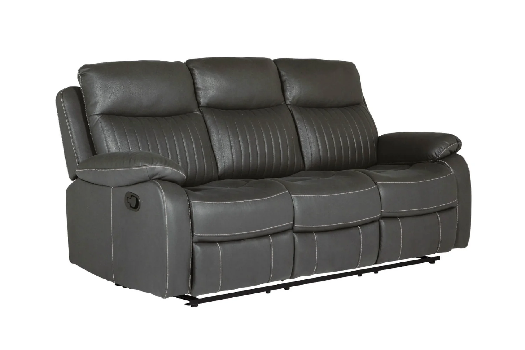 Barkley 3-Seater Manual Recliner – Dark Grey Leatherette with Lumbar Support - Image 4