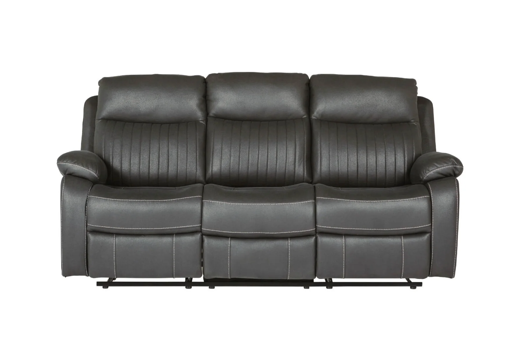 Barkley 3-Seater Manual Recliner – Dark Grey Leatherette with Lumbar Support - Image 5